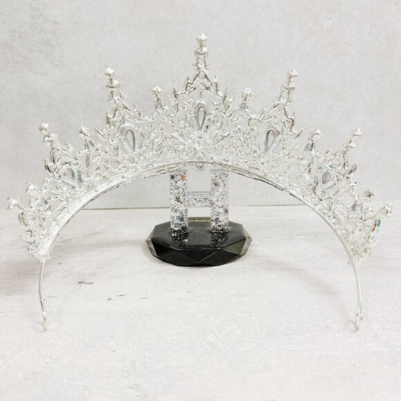 bridal headpiece, ocean blue crystal, princess tiara, silver tiara, fairy crown main image 2